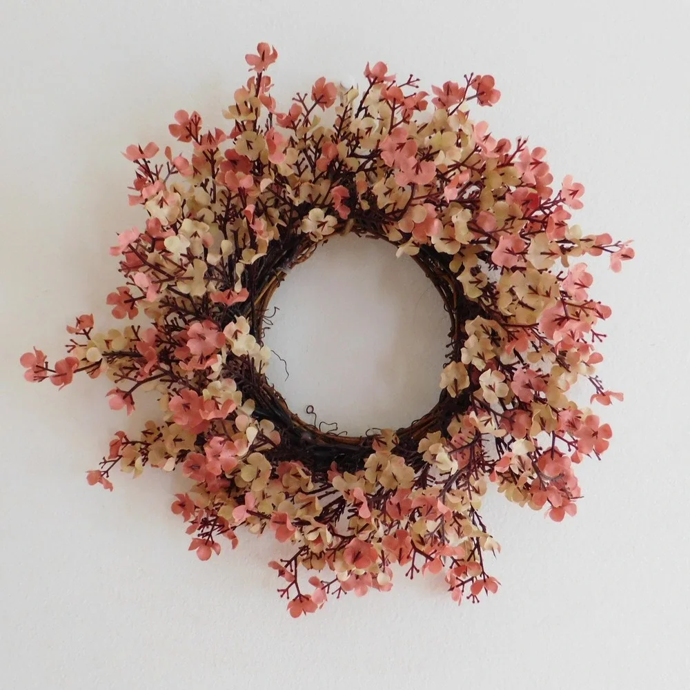 Mini Fall Candle Ring, Grapevine Wreath, Year Round Cabinet Decor, MIrro